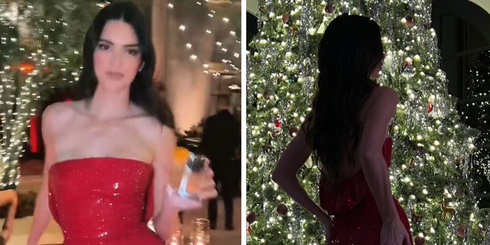 kendall-jenner-sparkled-in-a-sleek-red-valentino-dress-at-the-kardashians’-christmas-eve-party